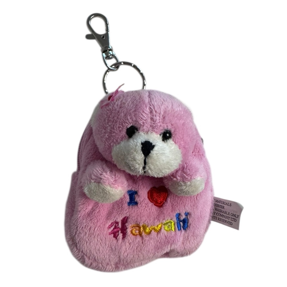 Plush Hawaiian bear backpack keychain